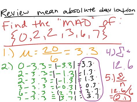 1, 3, 5, 7, 8, 9, 12, 15, 18 the median of this group of numbers would be 8, as there are 4 numbers behind. Mean absolute deviation | Math, Algebra, probability ...