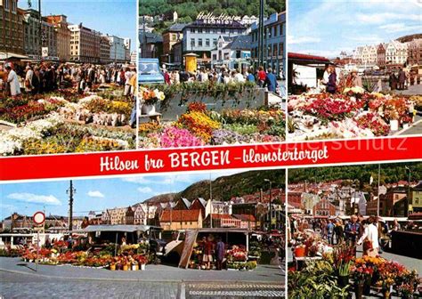 Ak Ansichtskarte Bergen Norwegen The Market Place The Flower Market