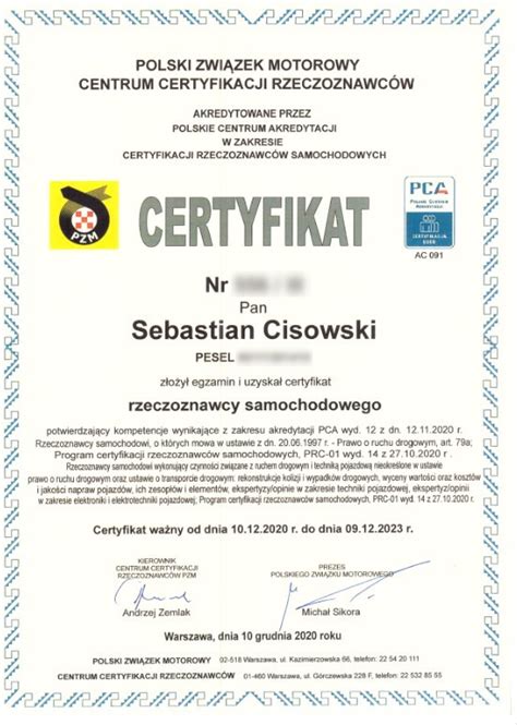 Certyfikaty Dyplomy Sebacars Sebastian Cisowski