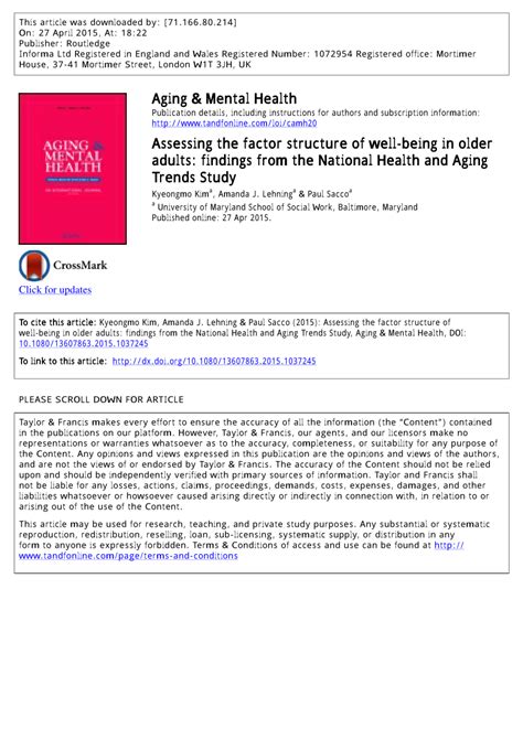 Pdf Assessing The Factor Structure Of Well Being In Older Adults Findings From The National