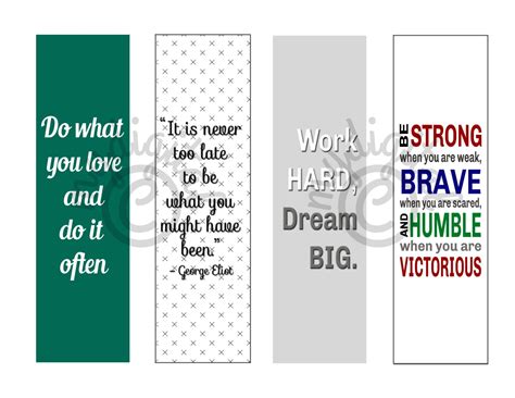 Printable Bookmarks Printable Quote Motivational