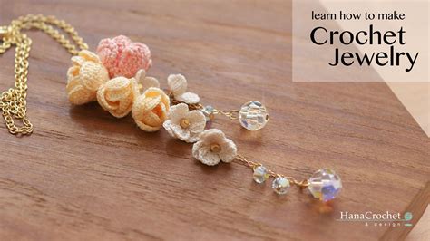 Miniature Crochet Flower Pendant Crochet Flower Necklace Beaded