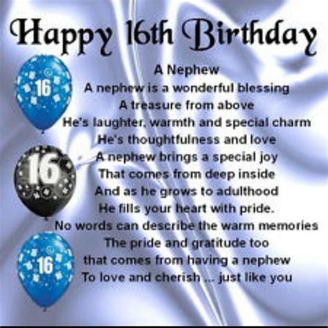 Happy 16th Birthday Nephew 16th Birthday Quotes Happy 16th