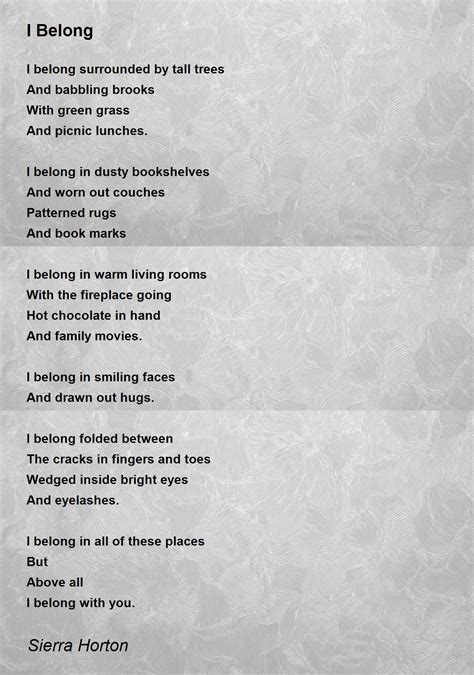 I Belong I Belong Poem By Sierra Horton