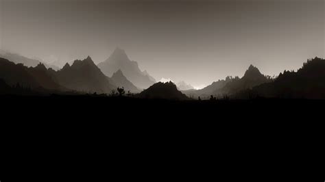 The Elder Scrolls V Skyrim Landscape Monochrome
