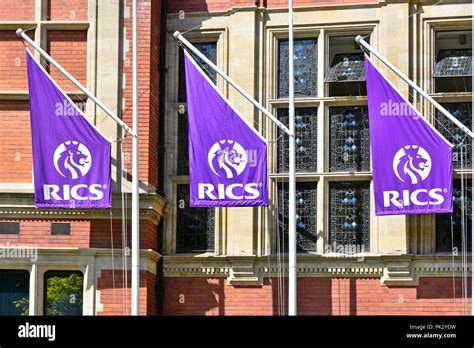 Close Up Of Royal Institution Of Chartered Surveyors Rics Logo On Flags