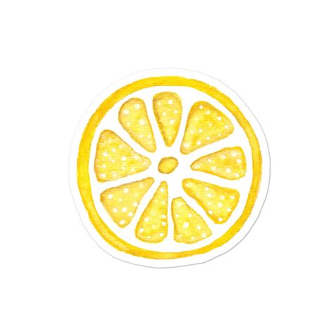Lemon Sticker Lemon Slice Art Citrus Sticker Fruity Etsy