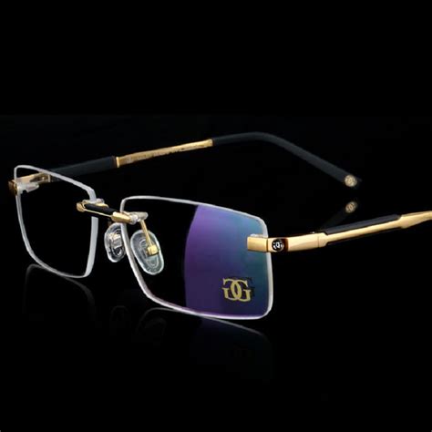 Buy Vazrobe Gold Glasses Men Rimless Brand Eyeglasses