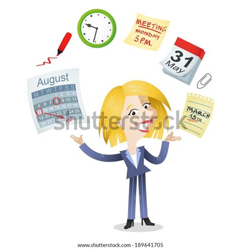 Illustration Cartoon Character Business Woman Juggling Stock