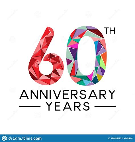 60th Anniversary Years Abstract Triangle Modern Full Col Stock Vector