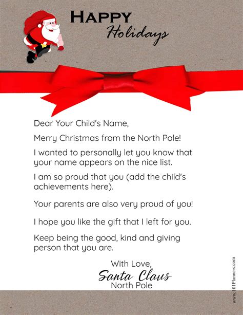 Printable Letter From Santa