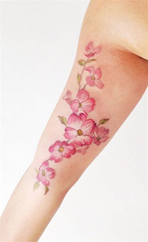 Some people wrongly thing that cherry blossom trees are those trees that grow cherries. Watercolor Colorful Forearm Pink Delicate Pink Cherry ...