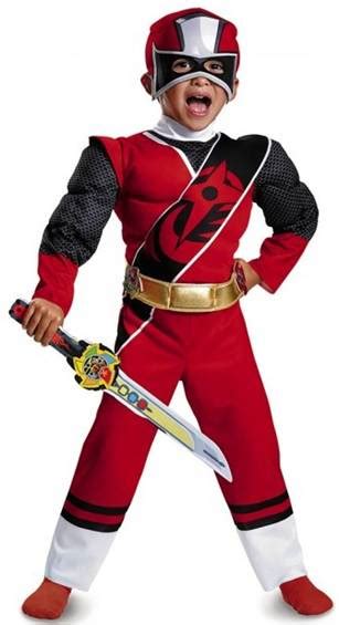 Boys Fancy Dress Child Power Ranger Ninja Steel Blue Red Superhero