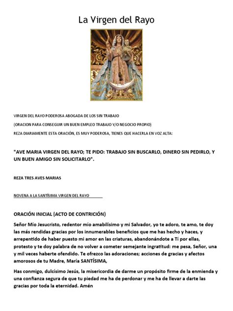 La Virgen Del Rayo Pdf María Madre De Jesús Oración