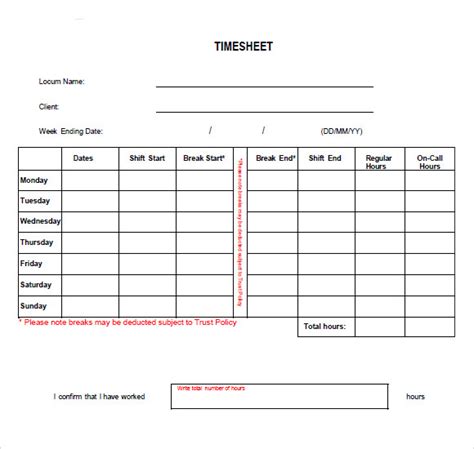 Blank Timesheet Form Sample Professionally Designed Templates