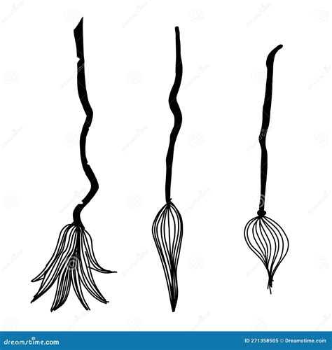 Set Of Cartoon Witch Brooms Magic Broom Halloween Cartoon Doodle