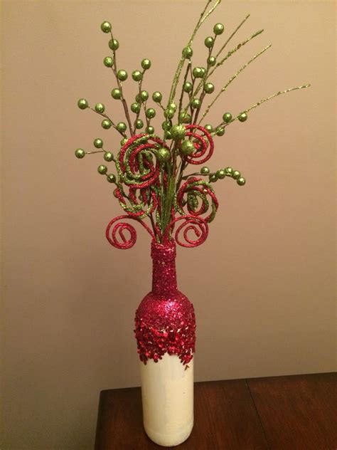 Christmas Wine Bottle Vase Christmas Pinterest