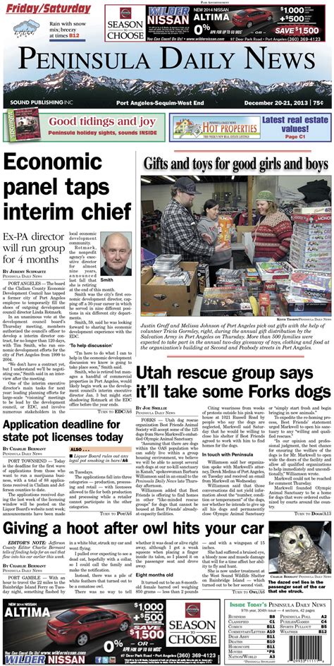Today's PDN Page 1. Read faster. Absorb more | Peninsula Daily News