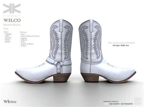 Second Life Marketplace Wilco Unisex Boots White Kokoia