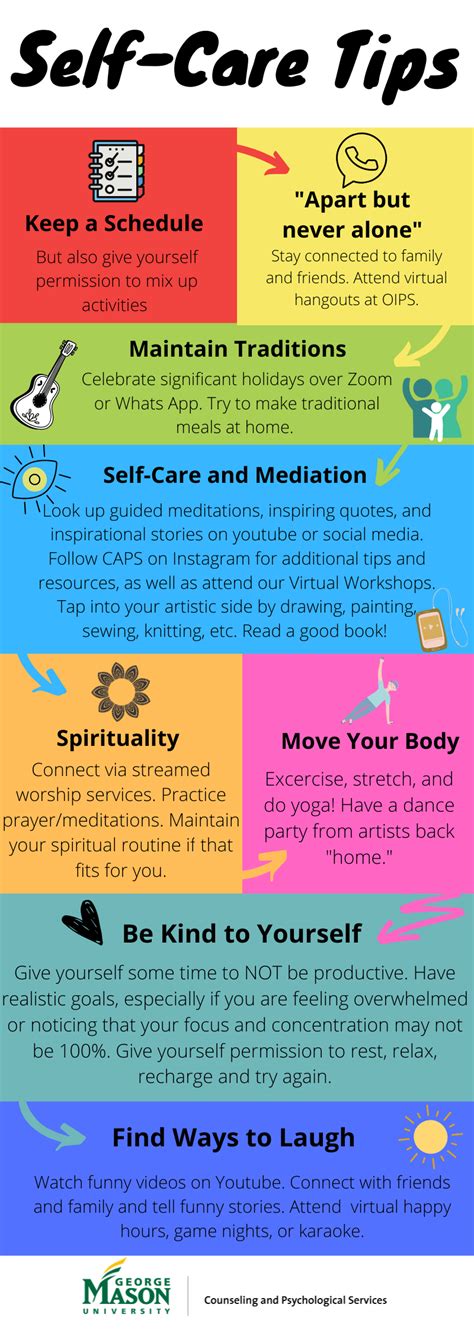 Self Care Tips Infographic Counseling And Psychological Services