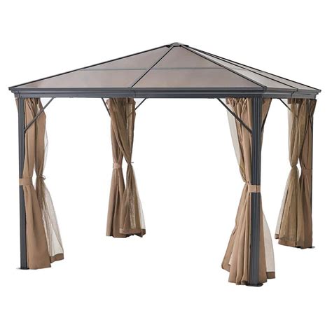 Noble House Wesson 10 Ft X 10 Ft Aluminum Gazebo With Hardtop 26867 The Home Depot