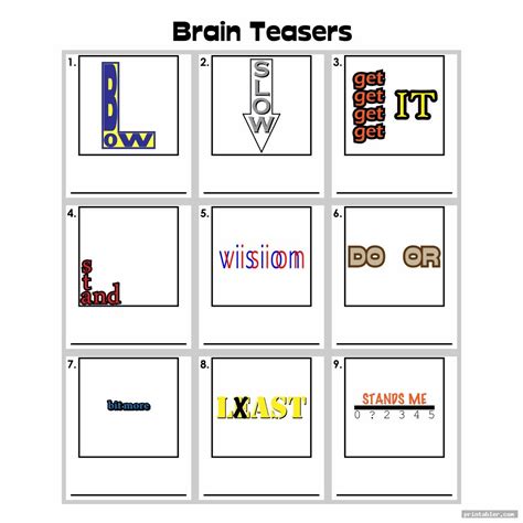 Printable Brain Teasers