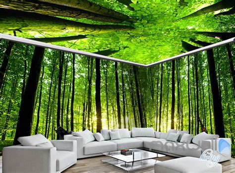 3d Animals Green Forest Tree Top Entire Living Room