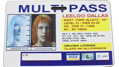 Fifth Element Leeloo Dallas Multipass Badge Uk Stationery