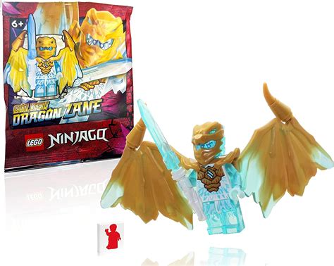 lego ninjago crystalized minifigure zane golden dragon with wings and sword amazon fr autres