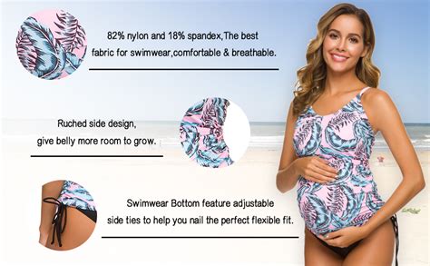 Tempotrek Two Piece Maternity Swimsuits Stripe Halter Swimwear Floral