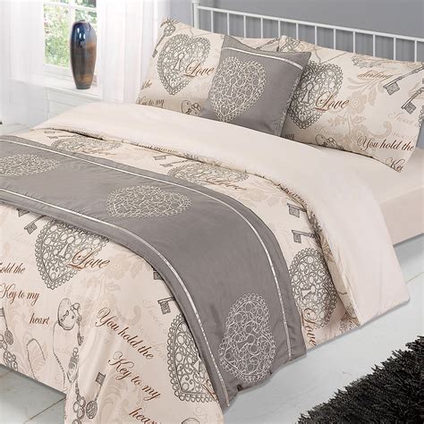 Dreamscene Complete Duvet Cover Bed In A Bag Bedding Set Grey Natural 6 Piece Ebay