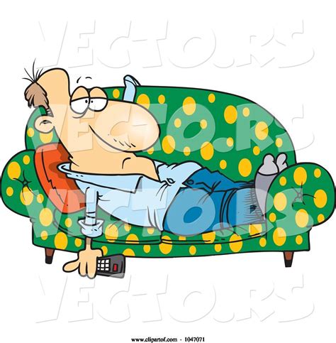 Vector Of Cartoon Lazy Guy Watching Tv On A Sofa By Toonaday 136552