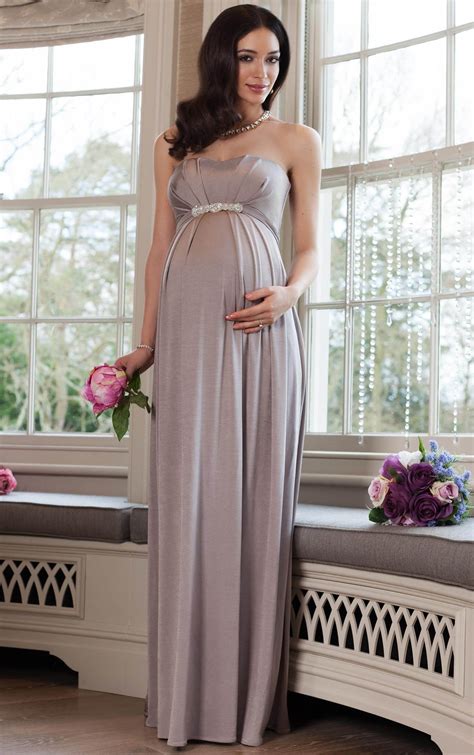 Empire Strapless Floor Length Maternity Bridesmaid Dresses Pregnant