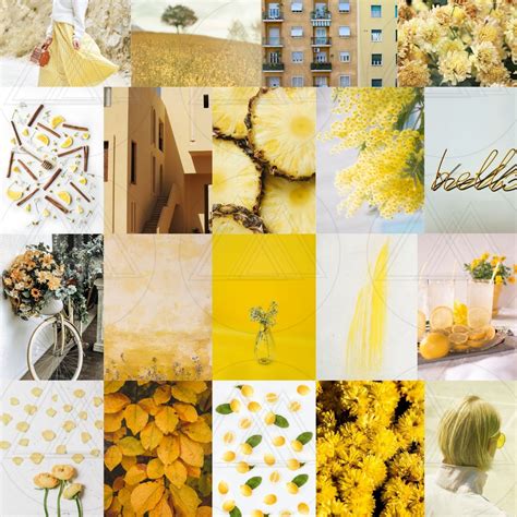 Yellow Aesthetic Wall Collage 70 Pcs Boujee Art Prints Etsy