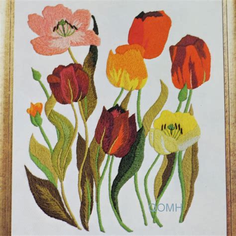 Tulips Erica Wilson Vintage Crewel Embroidery Kit Bold Dramatic