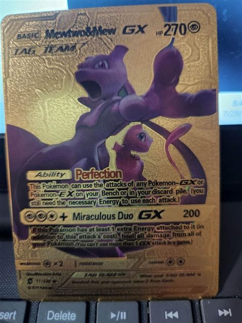 Tag Team Mewtwo And Mew Gx Shiny Gold Foil Pokemon Card Values Mavin