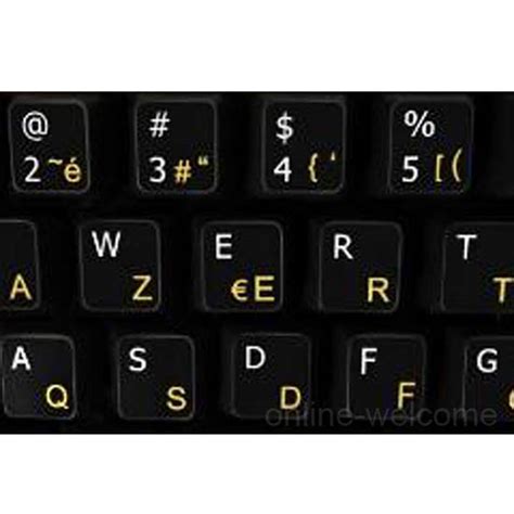 French Azerty English Keyboard Sticker Black Online