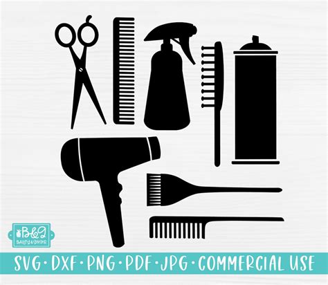 Hair Tools Svg Files Hairdresser Tools Hair Stylist Clipart Etsy