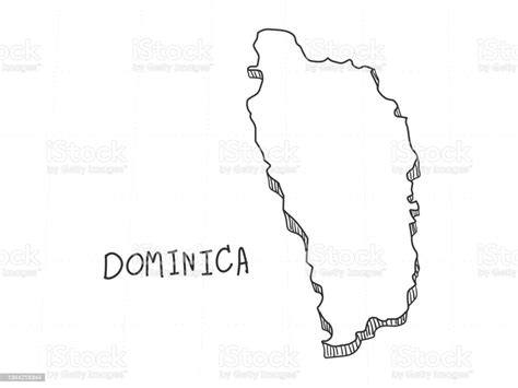 hand drawn of dominica 3d map on white background stock illustration download image now