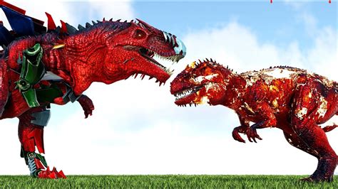 Prime Flame Giganotosaurus Vs Hybrid Cyber Macrocercodraco Boss Ark