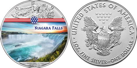1 Dollar 2020 American Silver Eagle Landmarks Usa Niagara Falls 10nd