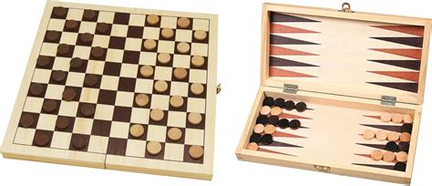 Wooden Folding Draughts Backgammon Set Uk Toys And Games