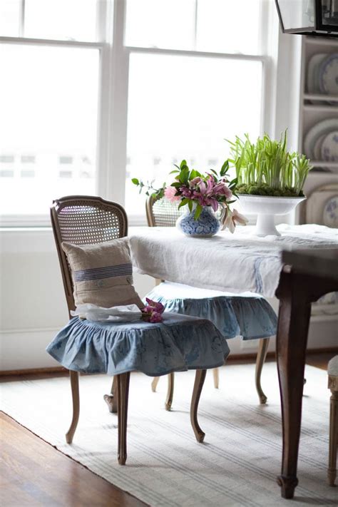 A pictorial tutorial is mostly all pictures, in order, showing how the project was done, with minimal interruption by words. Blue French Chair Slipcovers - Cedar Hill Farmhouse