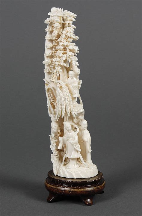 Sold Price Chinese Carved Ivory Tusk Vertical Carving Of Man And