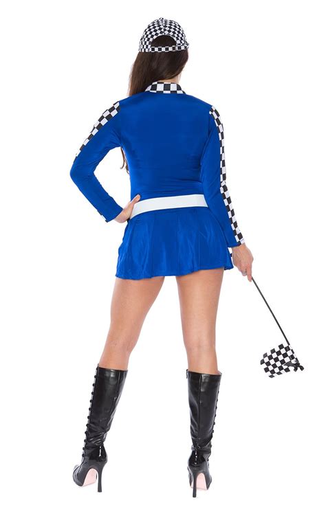Blue Sexy Miss Indy Racing Sport Driver Grid Girl Costume