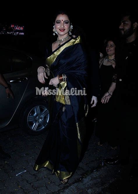 Ever Green Rekha Ji In Black Saree Black Saree Red Carpet Fashion