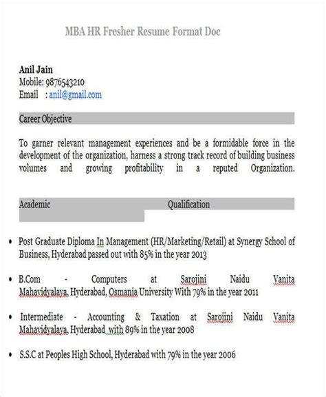 Type of resume and sample, mba fresher resume format doc. 23+ Modern Fresher Resume Templates | Free & Premium Templates