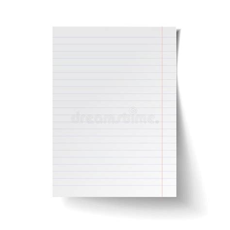 White Blank Sheet Of Lined Paper Mockup Of White Note Paper Realistic
