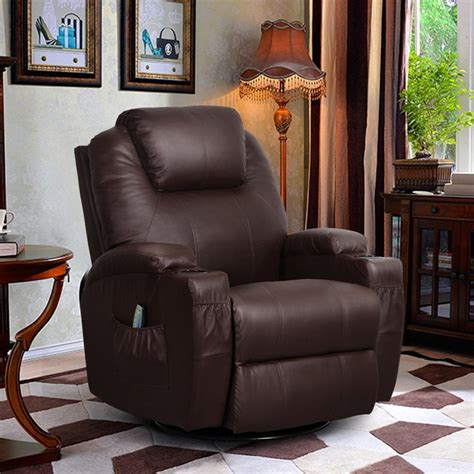 massage recliner chair 360 degree swivel and heated recliner bonded leather sofa chair with 8