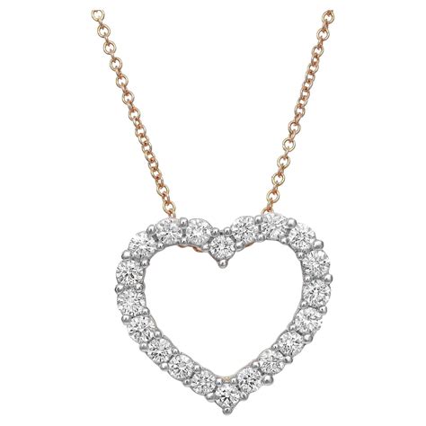 050cttw Prong Set Round Cut Diamond Heart Pendant Necklace 14k Yellow